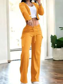 New Women's Suit - Elegant And Grand, Suitable For Dates, Daily Work, Vacations And Travels. - Màu vàng - Xem 2