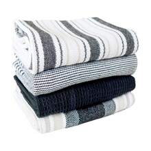 3pc Set Soft Absorbent Kitchen Towels - Large Durable Waffle Weave Dishcloth, Solid Green With Plaid & Striped Pattern, Easy To Clean And Dry - Great For Cooking, Baking, And Tea Time - Multicolor - View 14