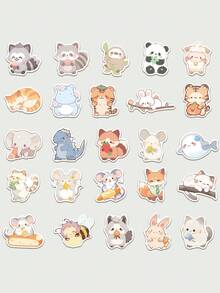 50 piezas Pegatinas de animales en acuarela lindas Adhesivos de vinilo duraderos y autoadhesivos para portátiles, botellas, estuches, monopatines, fundas de teléfono, guitarras, diarios, scrapbooking, decoraciones, impermeables y reutilizables, excelentes para regalos y recuerdos de fiesta, formas irregulares y coloridas