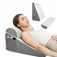 Bed Wedge Pillow With Headrest – Memory Foam Triangle Support Cushion, Incline Cushion For Sleeping/Reading, Relieves Sleep Apnea, Acid Reflux, Snoring (Back Support For Sitting Up In Bed) - 彩色 - View 6