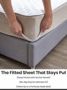 1pc Waterproof Quilted Mattress Protector Cover, Elastic Fitted, All Season, Soft & Breathable - White - View 3