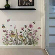 Removable PVC Bee Honey Flower Wall Sticker, Bedroom Decor, Living Room, Entrance Hall Background - Multicolor - View 4