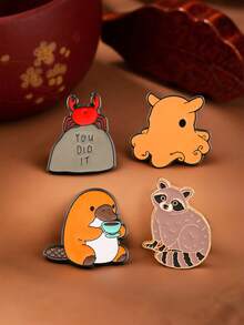 Broche da Série Oceano (1/4 peças): Caranguejo, Polvo, Ornitorrinco, Pins de Liga Metálica Esmaltada, Acessórios Decorativos para Roupas, Mochilas e Lapelas.