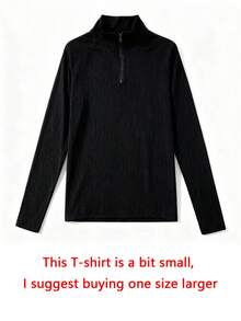 Black High Neck Zip-Up Knit Sweater | Slim Fit, Warm & Stretchy | Minimalist Zip Design, Versatile Layering Piece | Suitable For Office, Commute, Urban Casual, Autumn/Winter