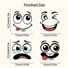 4 hojas/set de pegatinas con caras de dibujos animados para botes de basura, pegatinas de PVC autoadhesivas con caras de dibujos animados, pegatinas autoadhesivas para refrigerador, compatibles con superficies de plástico removibles, decoración del hogar, adecuadas para botes de basura, paredes, decoración de baños, refrigeradores, acabado brillante, decoración temática divertida y cubrir la fealdad de las paredes con pegatinas, decoración de habitaciones.