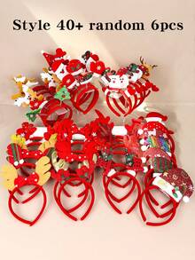 1/3/6/12/18/24 piezas Diademas navideñas Clips para el cabello Diadema con diseño de Papá Noel, muñeco de nieve, renos Accesorios para el cabello para decoración de fiestas navideñas - Multicolor - Ver 10
