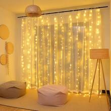 300 LED Window Curtain Lights, 9.8x9.8 Ft (Approx. 3 Meters*3 Meters), Warm Lighting, USB Powered, 8 Modes Remote Control, Hanging Lights For Bedroom, Indoor, Outdoor, Wedding Party (Color/Warm White/Pure White) - nhiều màu - Xem 3