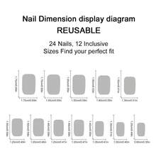 24pcs, Square Nail Sweet And Cool Style Black Heart French Chic Romantic Striped Letter Wearable Nail Art - 1 - 查看 4