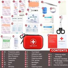 184 piezas Kit de primeros auxilios, suministros médicos de emergencia multiusos portátiles, adecuado para excursiones al aire libre, campamento, etc. - Rojo - Ver 8