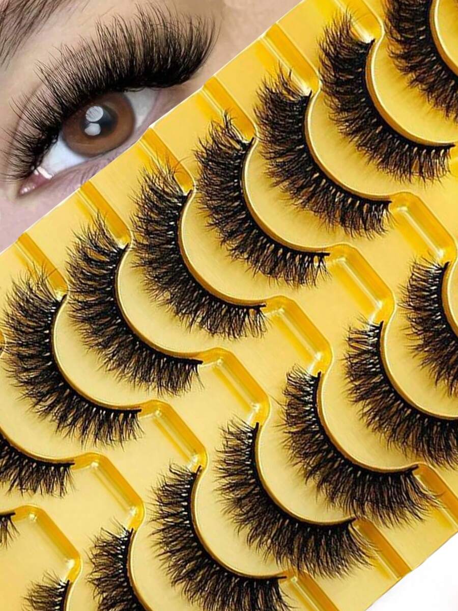 10 Pairs Soft Fluffy Natural 3D Mink False Eyelashes Makeup Set - Mink Lashes Extension, Short Lashes Strip Lashes,Lashes,Eyelashes,Fake Lashes - Black - View 1