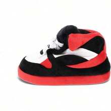 Happy Feet Mens and Womens Standard Sneaker Slippers - Rojo, negro y blanco - Ver 3
