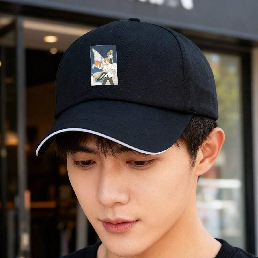 Fashion style of a black cap with anime characters unisex visual graphic print ball cap fashionable snapback cap Duckville cap low cap breathable low cap snapback small head around retro large head around baseball cap sports duck cap Baseball cap - ブラック - チェックする 1