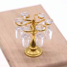 1/6/7pcs Dollhouse Mini Wine Cup Stand, Mini Wine Cup, Miniature Food Play Scene Prop Model Accessories, Mini Bar Scene, Retro Wine Cup Stand Set, Elegant Gold And Silver Mini Bar, Banquet Scene Decoration, With Glass Bracket, Perfect For Dollhouse Afternoon Tea Accessories, Festival/Birthday Gifts, Collectible Model Display, - Multicolor - View 11