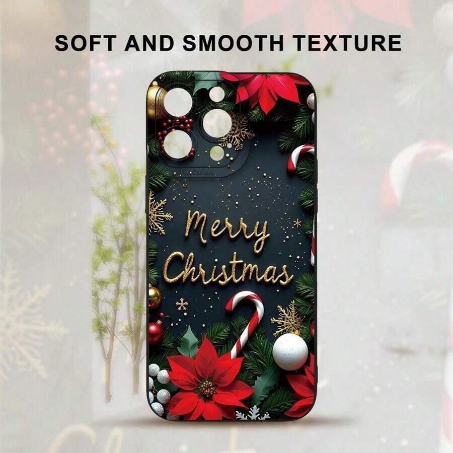 Funda navideña para phone 17 Pro Max con diseño navideño. Diseño suave para phone/8/X/XS/XR/11/12/13/14/15/16 Plus Pro. Ideal para Navidad, cumpleaños, para tu novia, novio, mujer, esposo, esposa o para uso personal. - Negro - Ver 1