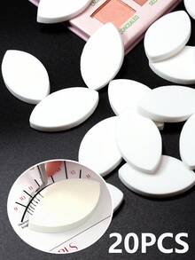 20 szt. Gąbka do przedłużania rzęs wielokrotnego użytku Biały puszek do makijażu Gąbeczka do makijażu Aplikator na mokro i na sucho Nadaje się do podkładu Róż do cieni do powiek Przyrząd kosmetyczny Łatwy do kontrolowania Nadaje się również do przedłużania rzęs Ćwicz gąbki do makijażu