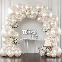 229 Stücke weiße und perlweiße Latex-Luftballons Romantisches Hochzeitsthema Ballon Girlande Bogen Set, mit 100 Stücke kleine Perlen Dekoration, für Geburtstag Hochzeit Baby-Dusche Bridal-Shower Verlobung Jahrestag Dekorationen - Verschiedenfarbig - Übersicht 13