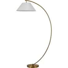 Lexi Lighting Remi Floor Lamp Arc Curved Stand Warm Brass Iron Base White Rayon PVC Shade Height 155cm E27 Bulb Type Modern Minimalist Standing Light For Living Room Bedroom Home Decor - Brass - View 3