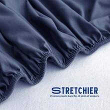 Premium Fitted Bedsheet Set 3Piece Includes 2 Standard Pillowcases Extra Deep (50CM) Extra Soft WrinkleResistant 2000TC Microfibre (Navy Blue Queen) - Navy Blue - View 5