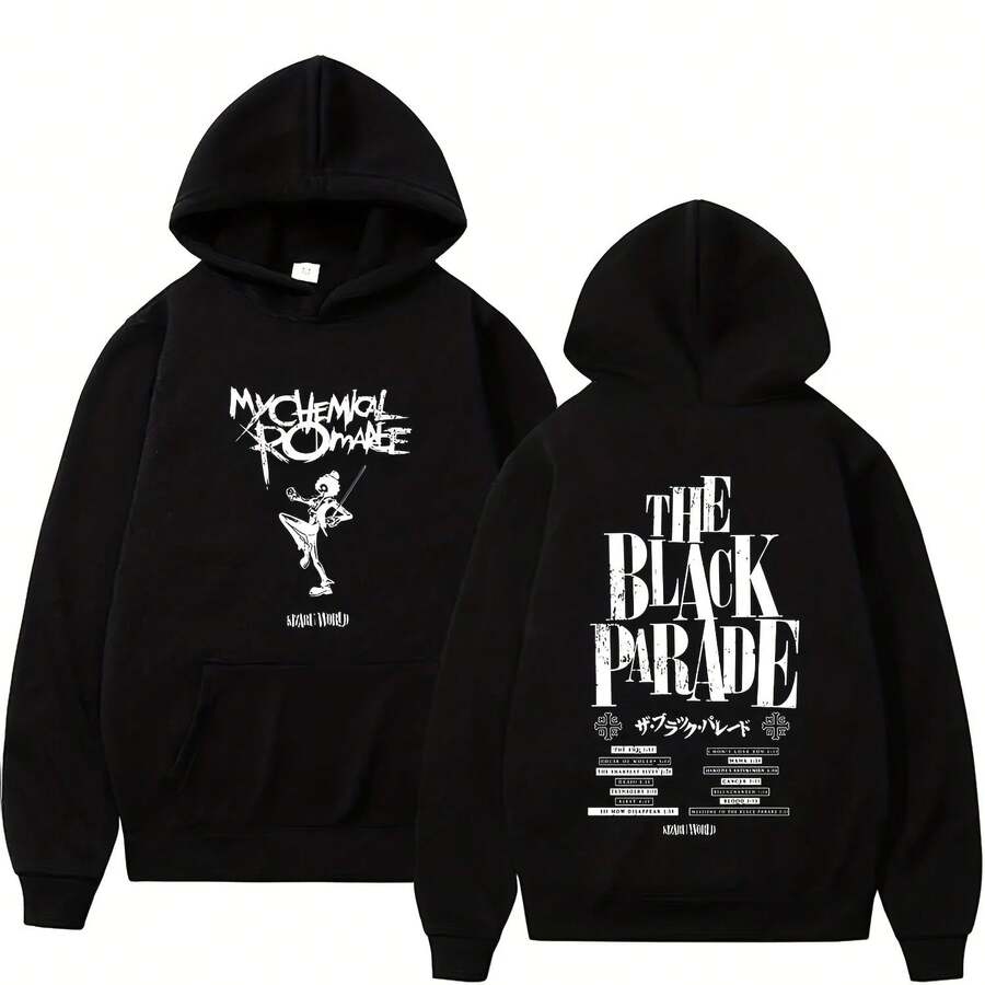 Rock Band My Chemical RomanceS The Black Parade Tour 2025 Hoodie Men Women Fashion Punk Emo Oversized - 黑色 - 查看 1
