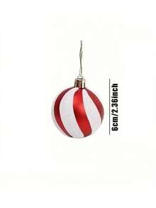 Juego de 12 piezas/6 piezas de bolas decorativas para árbol de Navidad, bolas pintadas en rojo y blanco, adecuadas para árbol de Navidad, colgantes de ventana, decoración de fiestas, hogar, chimenea, escalera, corona, decoración navideña interior y exterior - Fiestas aplicables: Navidad, Nochebuena, Año Nuevo, Boda, Fiesta de cumpleaños