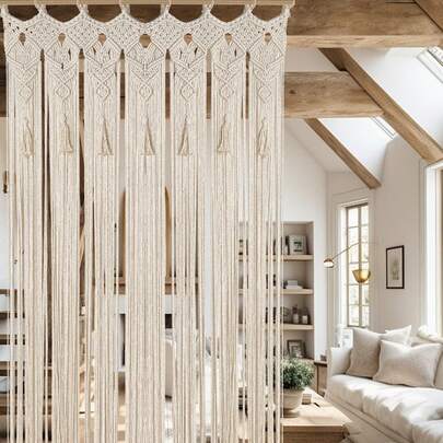 79"X35"Handmade Door String Curtain Blind Macrame Woven Hanging Room Divider Bohemian Backdrop Closet Bedroom Privacy Decor