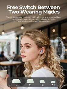 havit LIFE 01T 无线运动耳机，入耳式/半入耳式耳机，ENC 主动降噪，触控 HiFi 立体声耳机，带麦克风，兼容 iPhone/三星/华为/小米 - 綠色 - 查看 4