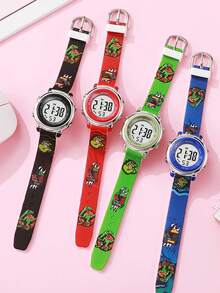 1pc/Set Casual Creative Simple Playful Cartoon Fierce Crocodile Pattern Round Silicone Watch, Year-End Promotion, Top Choice For Christmas Gift - Multicolor - View 1