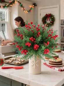 50 Artificial Pine Branches With Red Holly Berries And Cedar Needles, Can Be Used For Christmas Trees, Wreaths, Garlands DIY. Great For Holiday Home Decoration. Christmas Decorations, Home Decorations, Bouquets, Artificial Flowers, Garden Decorations, Fall Home Decorations, Plants Room Decor