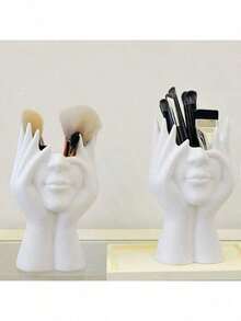 1 Stück Makeup Pinsel Halter - Elegante Aufbewahrungsbox mit Pinselfächern, ohne Montage, geeignet für Zuhause, Salon, Büro - kompatibel mit Makeup Pinseln, Augenbrauenstiften, Lippenstiften - moderne Maniküre Schreibtischdekoration, künstlerisches Design, leichte Konstruktion, kompakt & praktisch, Salon Accessoire, Zuhause Organizer - Verschiedenfarbig - Übersicht 5