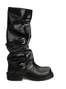 2025 New Autumn/Winter Women's Platform Knight Boots With Belt Buckle And Pleated Shaft, Tall Boots - Black - View 2