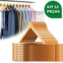 Kit Of 12 Premium Ivory Wooden Hangers For Clothes And Pants With Chrome Hook - 象牙 - 查看 7