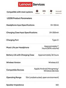 Lenovo 联想 LE208 简约商务蓝牙耳机及保护套套装，蓝牙 6.0 快速配对，低延迟，Hi-Fi 音质，ENC 智能降噪，超长续航，适用于智能手机、电脑等设备，圣诞节、露营、度假等场合的理想之选。 - 米色耳機+煤球保護套 - 查看 11