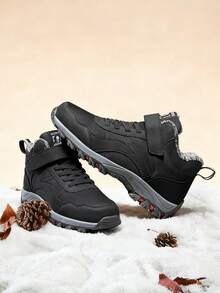 2025 Nowe zimowe buty śniegowe dla mężczyzn z pętelką na rzep, utrzymujące ciepło, sznurowane, do wędrówek na świeżym powietrzu, męskie, antypoślizgowe, odporne na zużycie, lekkie, proste, męskie botki do kostki, trekkingowe, miękkie, wygodne, trampki, festiwale, prezent, buty robocze dla mężczyzn, niezbędny strój zimowy, proszę wybrać rozmiar większy