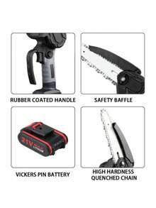 升级版迷你无刷链锯，紧凑型电锯，适用于木材切割和园艺，可用于修剪树枝、木工加工和切割，适合父亲、丈夫、爱好者和园丁使用。 - 彩色 - 查看 2