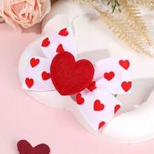 Valentine's Day Heart-Shaped Hair Clips 2-Pack Girls Mini Glitter Heart Decorative Hairpins Small Heart Print Bow Hair Clips Alligator Clips Hair Accessories - trái tim - Xem 4
