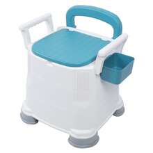 Bedside Commode Toilet 3 Height Adjust Portable Toilet Chair Prevent Slip - Blue and White - View 11