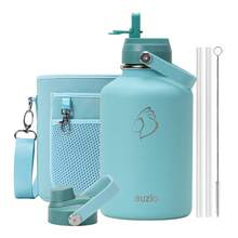 BUZIO Leak Proof Insulated Water Bottle, Stainless Steel Water Flasks With Straw Lid And Carrying Pouch, Keep Cold 48h Double Wall Vacuum Travel Mug Metal Canteen For Fathers Dad Gift - 薄荷綠 - 查看 8