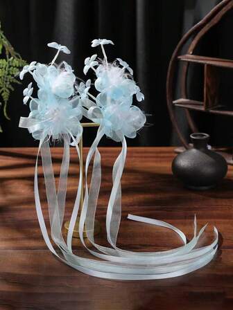 2pcs Pearl Tassel Bridal Hair Clip Hairpin Headpiece