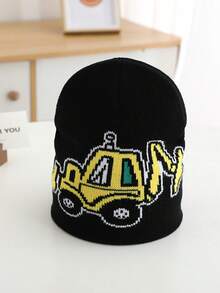 1pc Cartoon Excavator Knit Beanie Hat, Warm Ski Cap For Toddlers Boys Girls, Y2K Style Outdoor Winter Knit Hat, Versatile Casual Cold Weather Warm Hat, Suitable For Costume & Daily Wear - Knitted Hat - View 6