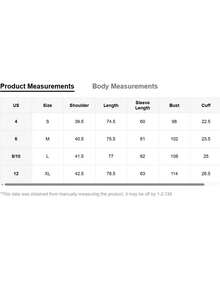 女式纽扣前翻领长袖格子休闲西装外套 - 藏蓝色 - 查看 4
