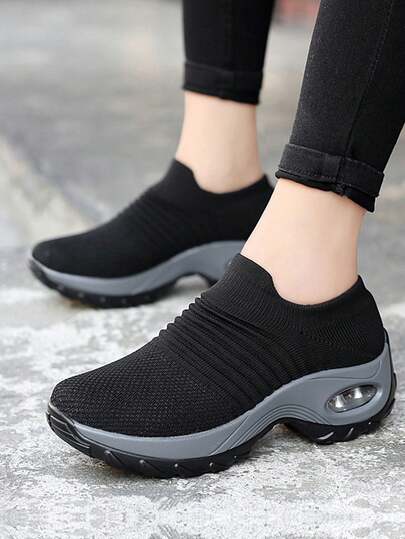 Zapatos de mujer de dos tonos para caminar, zapatos deportivos casuales con cojín de aire, zapatillas para aumentar la altura