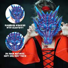 Dragon Costume, Dragon Wings, Dragon Tail, Dragon Mask Set, Christmas And Halloween Cosplay Props - Màu xanh lam - Xem 4