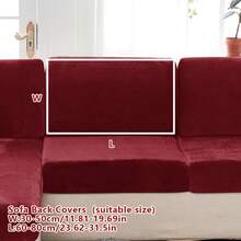 1pc Velvet Sofa Cover Elastic Thicken Anti-Slip Sofa Slipcovers For Living Room Bedroom Outdoor Sofa Protection Pet Stain Prevention 4-Season Sofa Seat Cushion Cover For L-Shaped Single Seat Recliner And 1/2/3/4 Seater Sofas Autumn Home Decor Sofa Throw Cover All Seasons Easy To Install And Remove - 酒紅色 - 查看 13