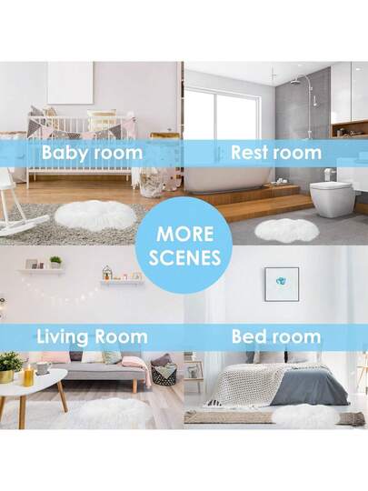 Molain Bench Cushion, Fluffy Carpet, Wit Zachte Faux Fur, Bedroom, Balcony, Couch, Reading Corner, Plush Mini Car Chair, Seat Cover, Hallway, Fireplace, Living Room, Vloer ations (50 Cm Oval) view 6