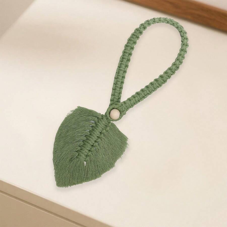 Curtain Tiebacks 2 Pcs Set Stylish Woven Hemp Rope Leaf Design Durable Curtain Hold Backs For Home - Green - View 1