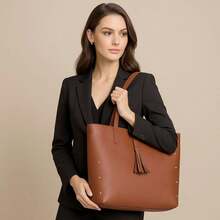 Bolsa Sacola Feminina Grande e Estilosa com Alça - Marrom - Visão 6