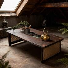 Japanese-Style Folding Low Coffee Table, Bamboo Folding Coffee Table, Simple And Classic Style, 2025 New Solid Wood Low Tatami Table, Portable Floor Table, Folding Bamboo Floor Table, Portable And Easy To Store, Suitable For Sitting On The Floor, Home Office, Bedroom And Living Room. - Quả óc chó - Xem 5