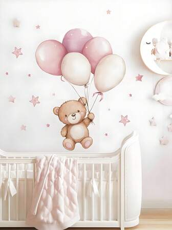 1 pieza Pegatina de pared de oso globo para decoración del hogar, baño, sala de estar, dormitorio, habitación infantil, puerta, fondo de TV y sofá