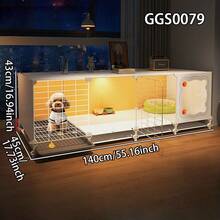 Dog Crate With Potty, Large Indoor Rabbit Hutch, Cat Cage With Litter Box, Small Animal Cage - Multicolor - View 3