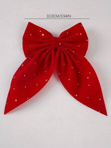 7pcs/Set Girls Velvet Rhinestone Bow Hairpins, Starry Crystal Hair Clips, Daily Use Hair Accessories - Multicolor - View 6